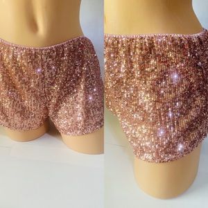 Victoria’s Secret Rose Gold Shine Bling Pajama Shorts large NWT